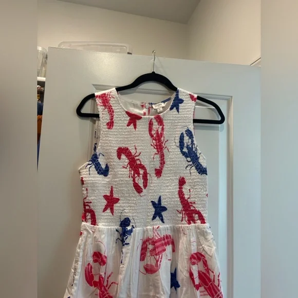 J. Crew White Dress with Red & Blue Lobster Print - Picture 5 of 7